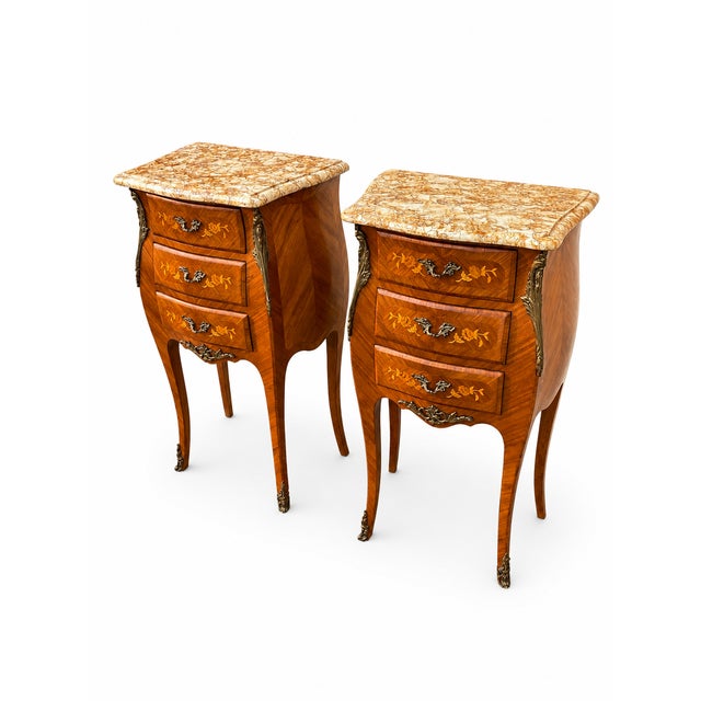 Louis XV Style Bedside Tables, 1890s, Set of 2 For Sale - Image 5 of 11