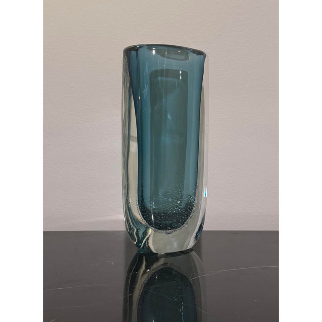 Global Views Large Azure Micro Bubble Polish Art Glass Vase by Global Views For Sale - Image 4 of 12