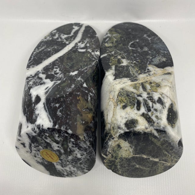 Vintage Slanted Green Marble Bookends For Sale - Image 9 of 13