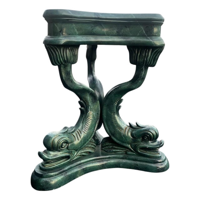 Ballard Designs Attributed Koi Fish Neoclassical Pedestal Dining Side Table For Sale