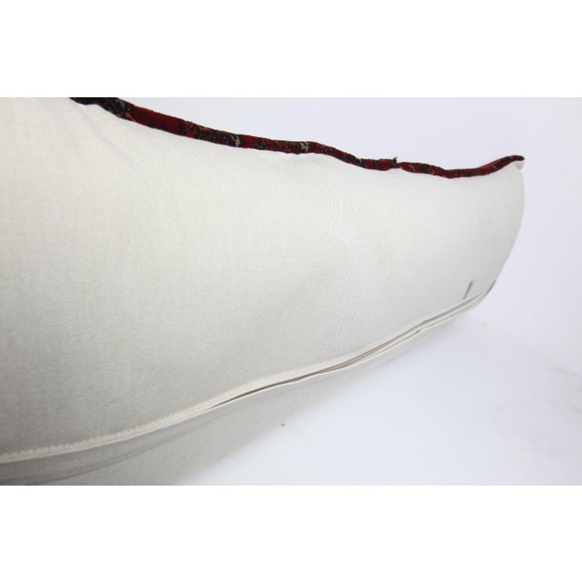 Handmade Decorative Red Color Lumbar Rug Pillow Cover -16'' X 47'' For Sale - Image 9 of 9