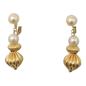 Vintage Signed Napier Faux-Pearl Drop Pierced Earrings - 2 Pieces