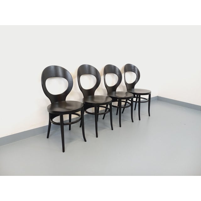 Mid-Century Modern Vintage Mouette Chairs in Black Wood from Baumann, 1960s, Set of 4 For Sale - Image 3 of 18