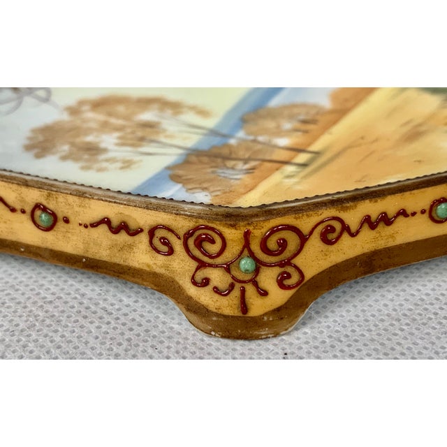 Japonisme Nippon "Morimura" Hand Painted Octagon Shaped Porcelain Footed Trivet For Sale - Image 3 of 9