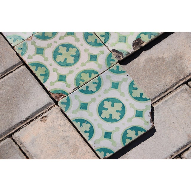 Late 19th Century Dark and Light Green Set of Nineteen Tiles, Portuguese For Sale - Image 14 of 16