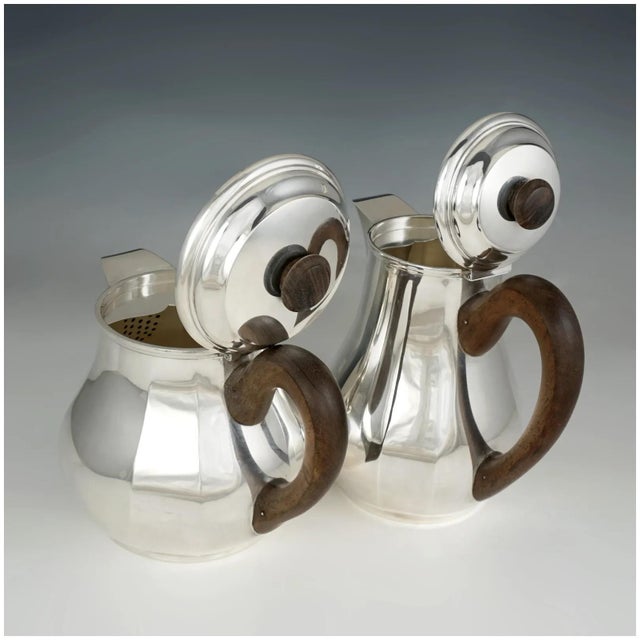 Silver Early 20th Century Art Deco French Sterling Silver 4 Piece Tea / Coffee Set, Teapot & Coffee Pot For Sale - Image 8 of 10