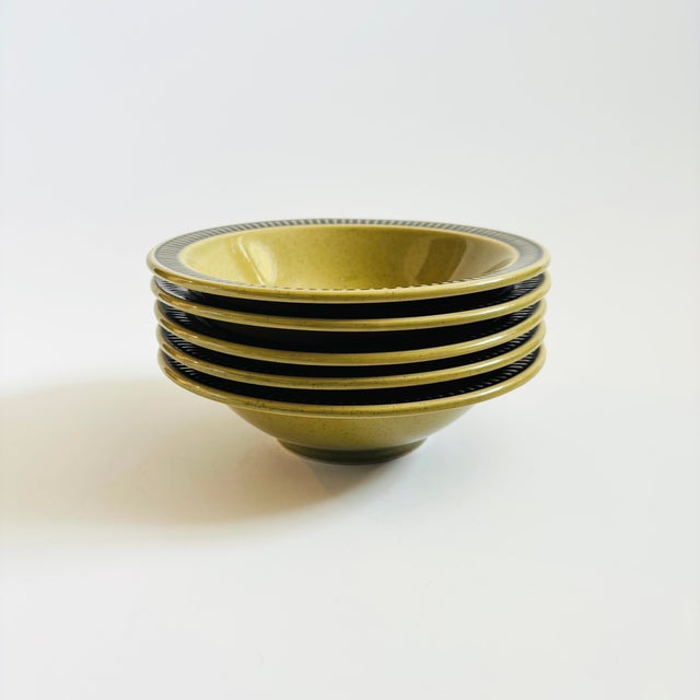 Mid Century Olive Green Stoneware Bowls - Set of 5 For Sale - Image 4 of 12