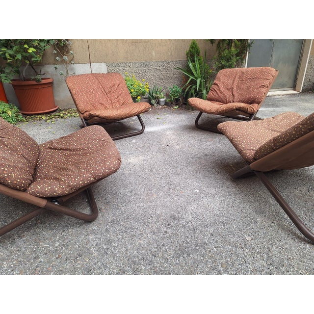 1970s Vintage Cross Chair in Lacquered Metal and Fabric by Marcello Cuneo for Arflex, 1974 For Sale - Image 5 of 18