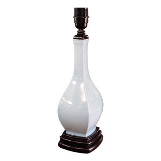 Light Blue and Black Glazed Ceramic Table Lamp from Manises, 1950s For Sale