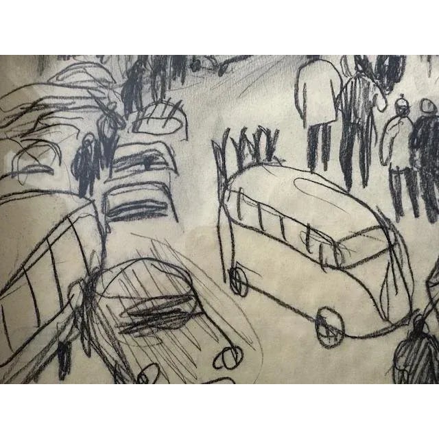 Vintage Pencil Skier Artwork Drawing Innsbruck 1970's Chalet Mountain Decor Ski Art For Sale - Image 4 of 5