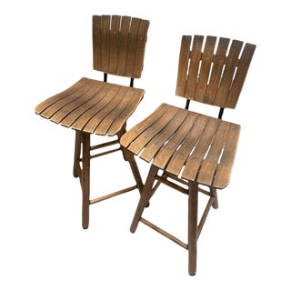 Vintage Mid Century Umanoff Inspired Swivel Counter Stools - a Pair For Sale