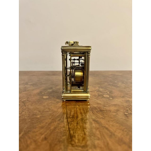 Antique Victorian Brass Carriage Clock with an Alarm, 1890 For Sale - Image 4 of 7