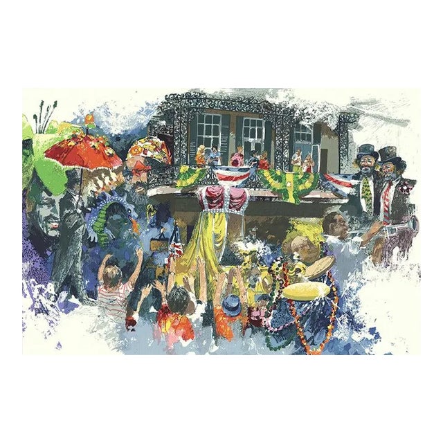 1977 Wayland Moore 'Parade Scene' Contemporary Multicolor Serigraph For Sale