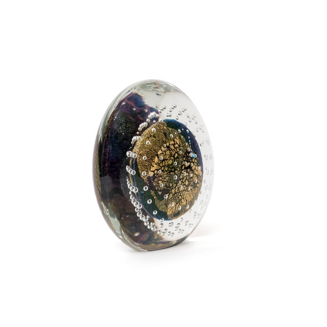 Transitional Robert Eickholt Cosmic Series Art Glass Paperweight, Dichroic, Signed 1994 For Sale - Image 3 of 5