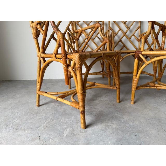 Vintage Italian Dal Vera Chippendale Style Bamboo & Rattan Dining Chairs - Set of Four For Sale - Image 12 of 17
