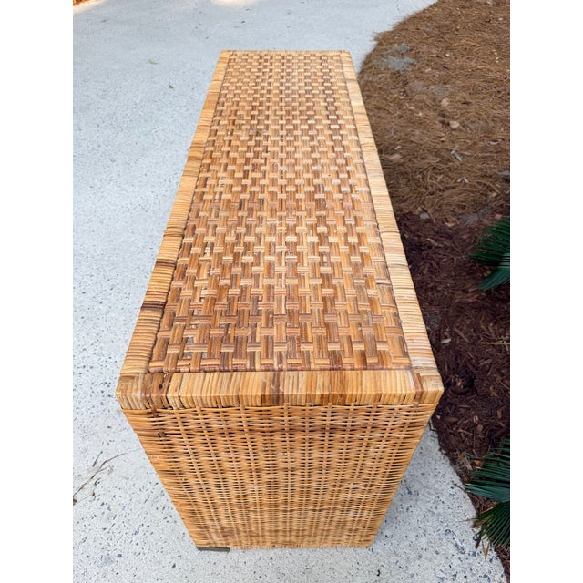 Wood Vintage Island Style Wrapped Rattan Chest of Drawers For Sale - Image 7 of 15