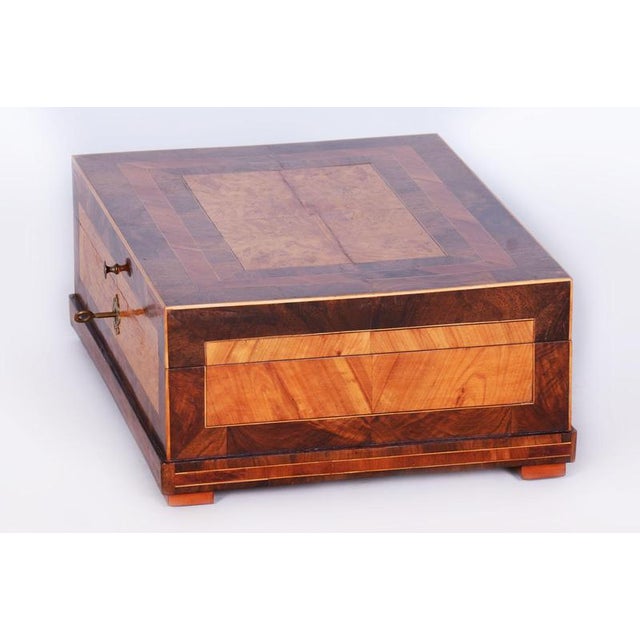 Biedermeier Jewelry Box in Ash, Maple, Spruce & Walnut, Czech, 1820s For Sale - Image 4 of 18