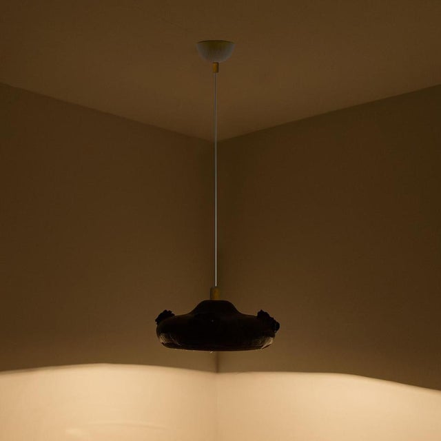 Black and Brown Ceramic Pendant Light, Denmark, 1970s For Sale - Image 4 of 15