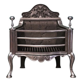 19th Century English Polished Steel Fire Basket from Thomas Elsley, 1890 For Sale