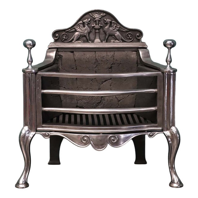 19th Century English Polished Steel Fire Basket from Thomas Elsley, 1890 For Sale