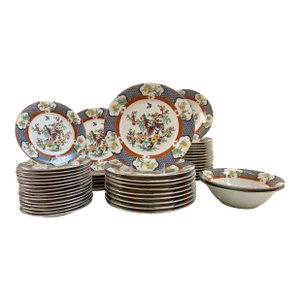 Chinoiserie Imperial Garden Porcelain Dinner Plates - Set of 50