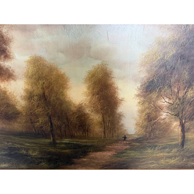 Large Antique European School Oil/Canvas Painting Signed Landscape Ornate Framed For Sale - Image 11 of 12