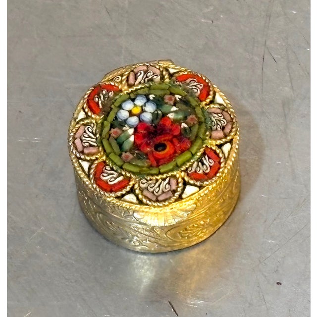 Italian Italian Brass Micromosaic Hinge Top Box For Sale - Image 3 of 4