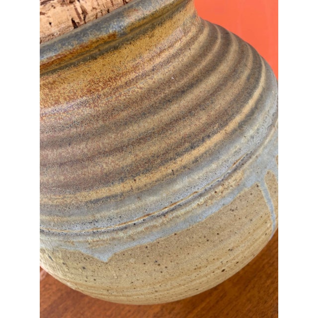Large 1974 Studio Pottery Jar With Natural Cork Stopper For Sale - Image 9 of 11