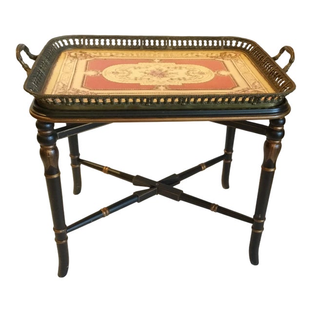 Vintage Traditional Porcelain and Bronze Tea Table For Sale