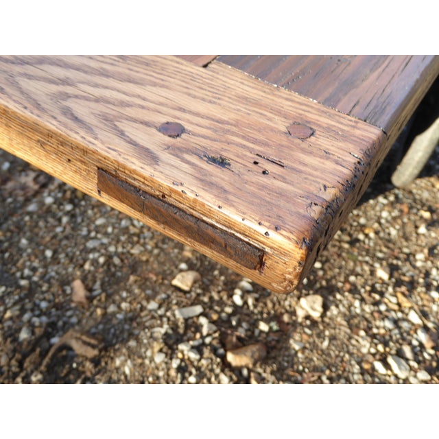 American Mid 20th Century Chestnut Farm Table For Sale - Image 3 of 8