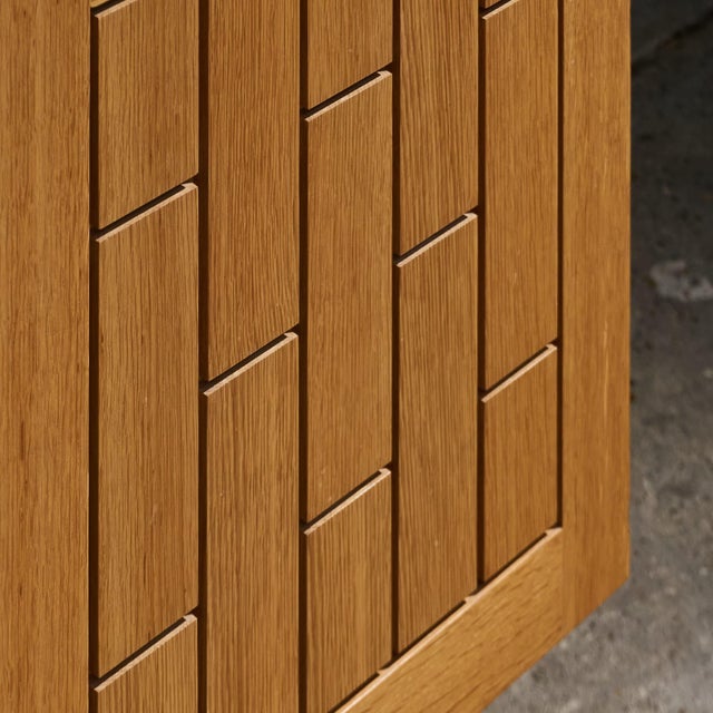 Brutalist Sideboard with Geometric Details in Oak, France For Sale - Image 11 of 17