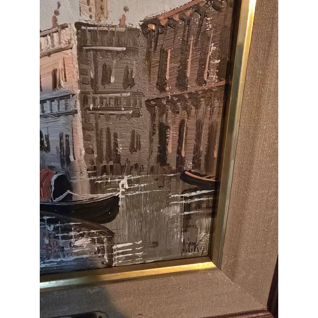 Vintage Mid Century Modern Impressionist Signed Venice Painting For Sale - Image 12 of 12