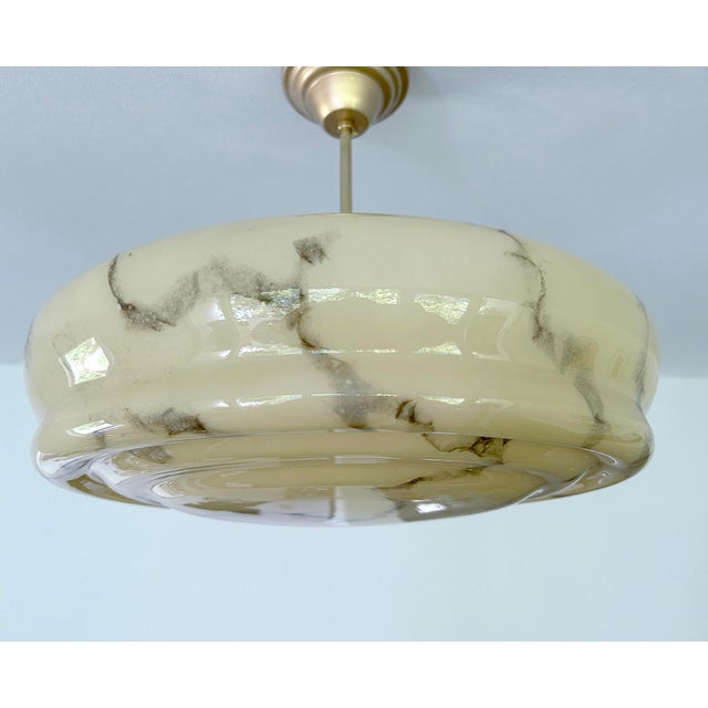 Art Deco Ivory Marble Glass Pendant Light, 1930s For Sale - Image 13 of 18