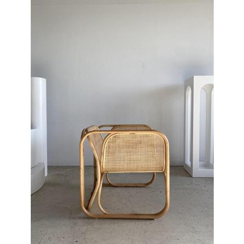 Rattan Armchair with U-Shaped Armrest For Sale - Image 11 of 18
