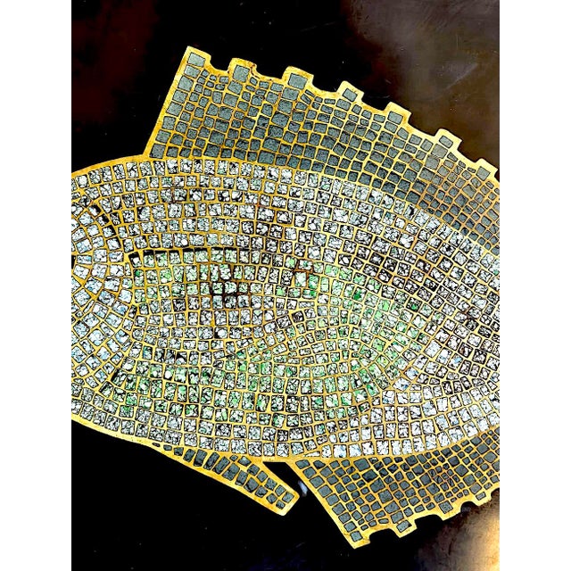 Black Mid 20th Century Couroc of Monterey Tray With Brass, Turquoise and Stone Inlay Fish For Sale - Image 8 of 15