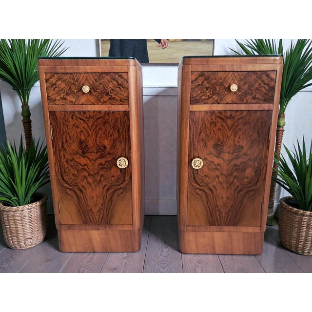 Art Deco Bedside Cabinets in Walnut, 1930, Set of 2 For Sale - Image 10 of 18