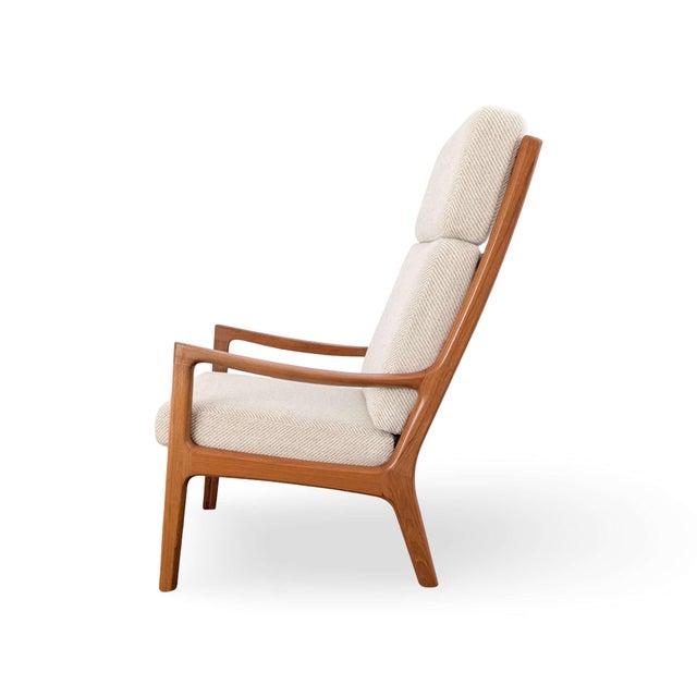 Senator Highback Armchair and Pouf by Ole Wanscher for Poul Jeppesen, Set of 3 For Sale - Image 4 of 15