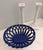 Late 20th Century Vintage Italian Blue Lattice Open Weave Ceramic Fruits Basket. For Sale - Image 5 of 12