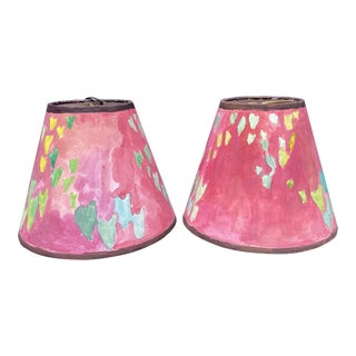 Happy Menocal Contemporary Hand Painted Bistro Lampshades - a Pair For Sale