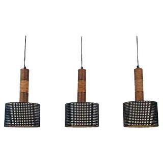 Mid-Century Pendant Lamp with 3 Elements from Werkstätte Hagenauer Wien, Austria, 1950s For Sale