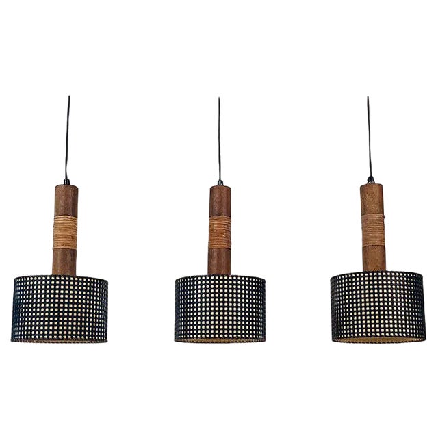 Mid-Century Pendant Lamp with 3 Elements from Werkstätte Hagenauer Wien, Austria, 1950s For Sale