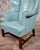 Animal Skin 18th Century Teal Leather Upholstered Wing Chair-George III For Sale - Image 7 of 13