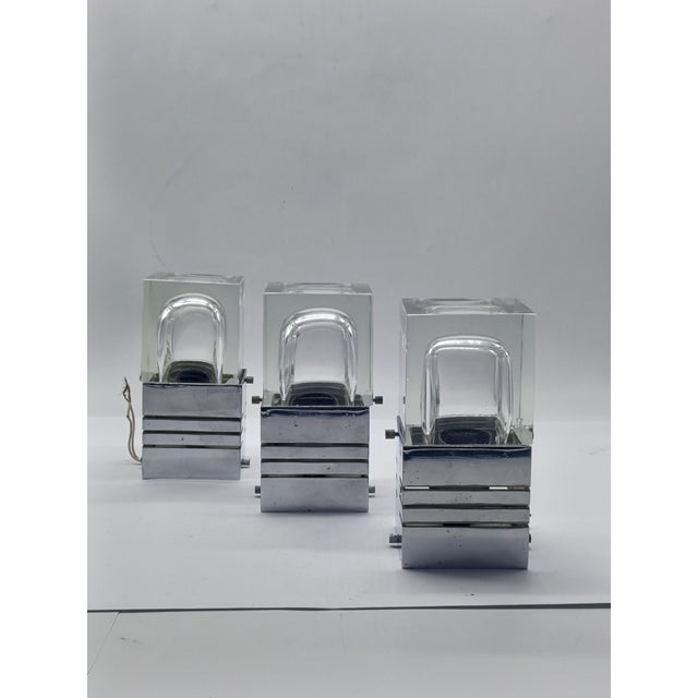 Metal Ceiling Lamps in Metal and Glass from Gaetano Sciolari, 1970s, Set of 3 For Sale - Image 7 of 7