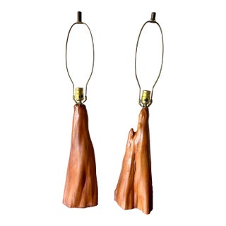 1950s Mid-Century Modern Cypress Root Table Lamps - Organic Modern Driftwood - a Pair For Sale