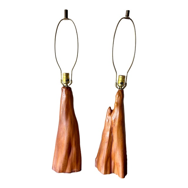 1950s Mid-Century Modern Cypress Root Table Lamps - Organic Modern Driftwood - a Pair For Sale