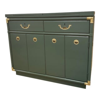 Vintage 1970's Flip-Top Drexel Rolling Bar Cabinet For Sale