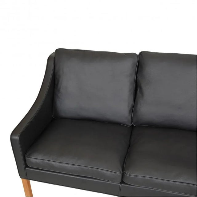 2209 3-Seater Sofa in Black Bison Leather by Børge Mogensen for Fredericia For Sale - Image 6 of 9
