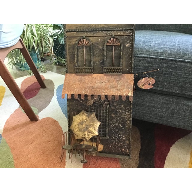 Mid-Century Modern Curtis Jere Vintage Signed “Paris Cafe” Metal Wall Sculpture For Sale - Image 3 of 12