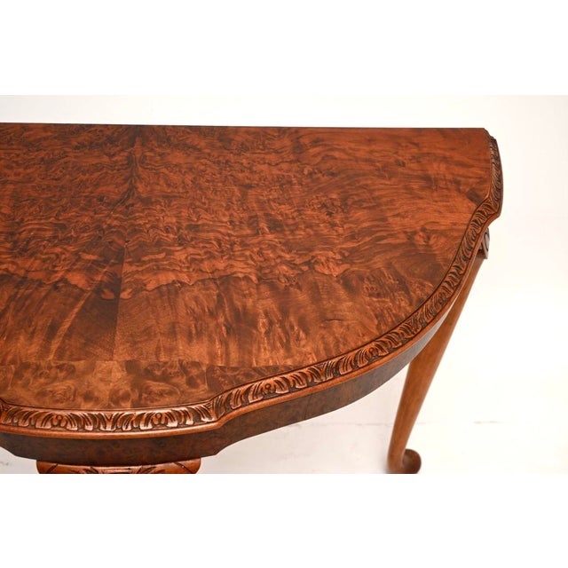 Brown Antique Burr Walnut Console Table, 1930 For Sale - Image 8 of 10
