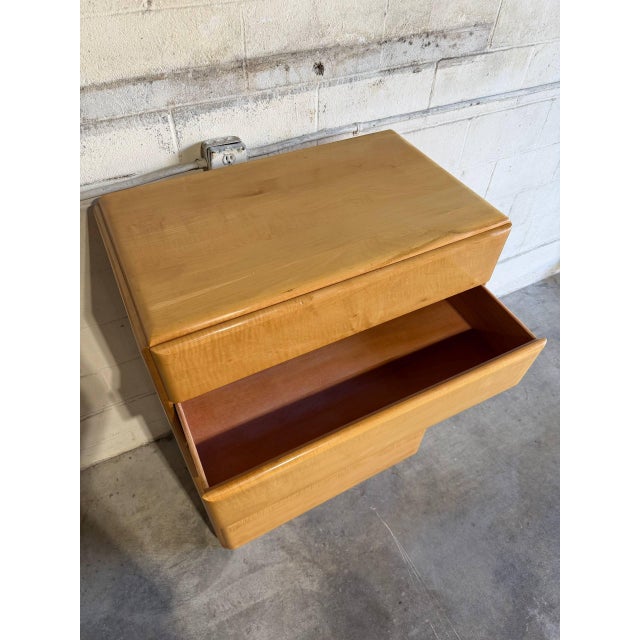 Wood Heywood Wakefield Stardust Maple Tallboy Chest of Drawers Mid-Century Modern 1950s For Sale - Image 7 of 10